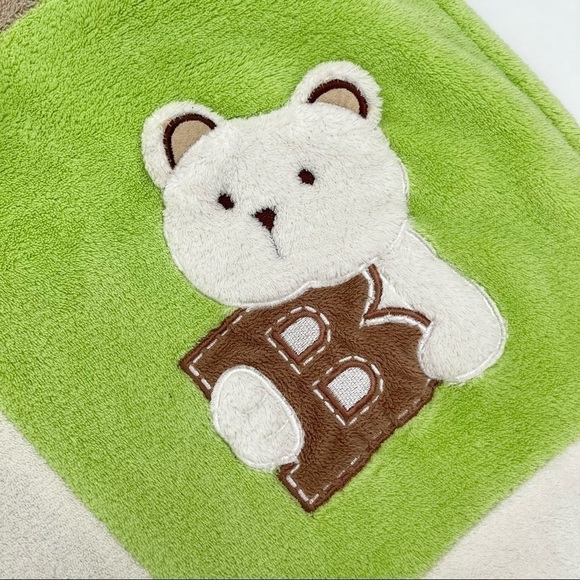 RARE Indigo Baby ABC Fuzzy Tan Monkey Bunny Bear Rattle Squeaker Play Blanket - Picture 6 of 17